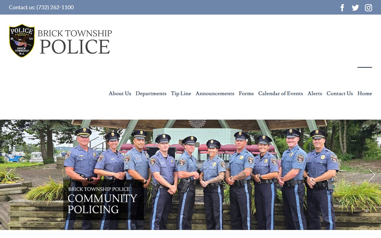 Brick Township Police Department website for criminal history information