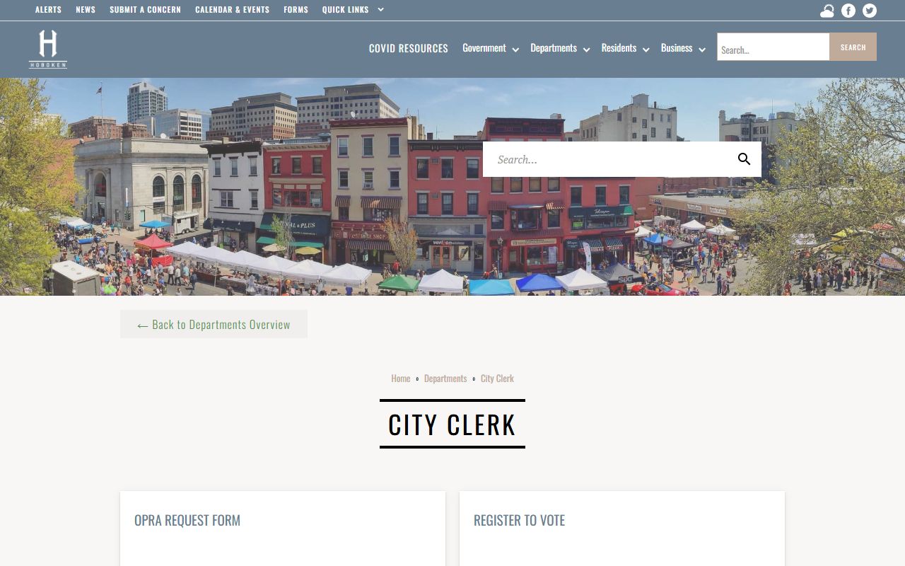 Hoboken City Clerk OPRA page for criminal history records
