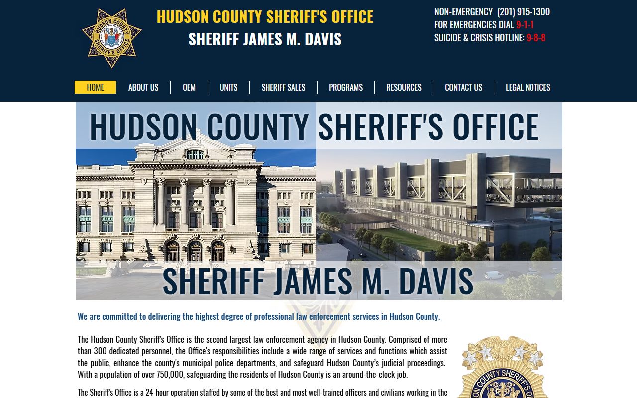 Hudson County Sheriff Jersey City criminal history records