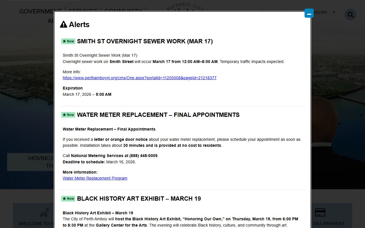 Perth Amboy city website for criminal history and police records