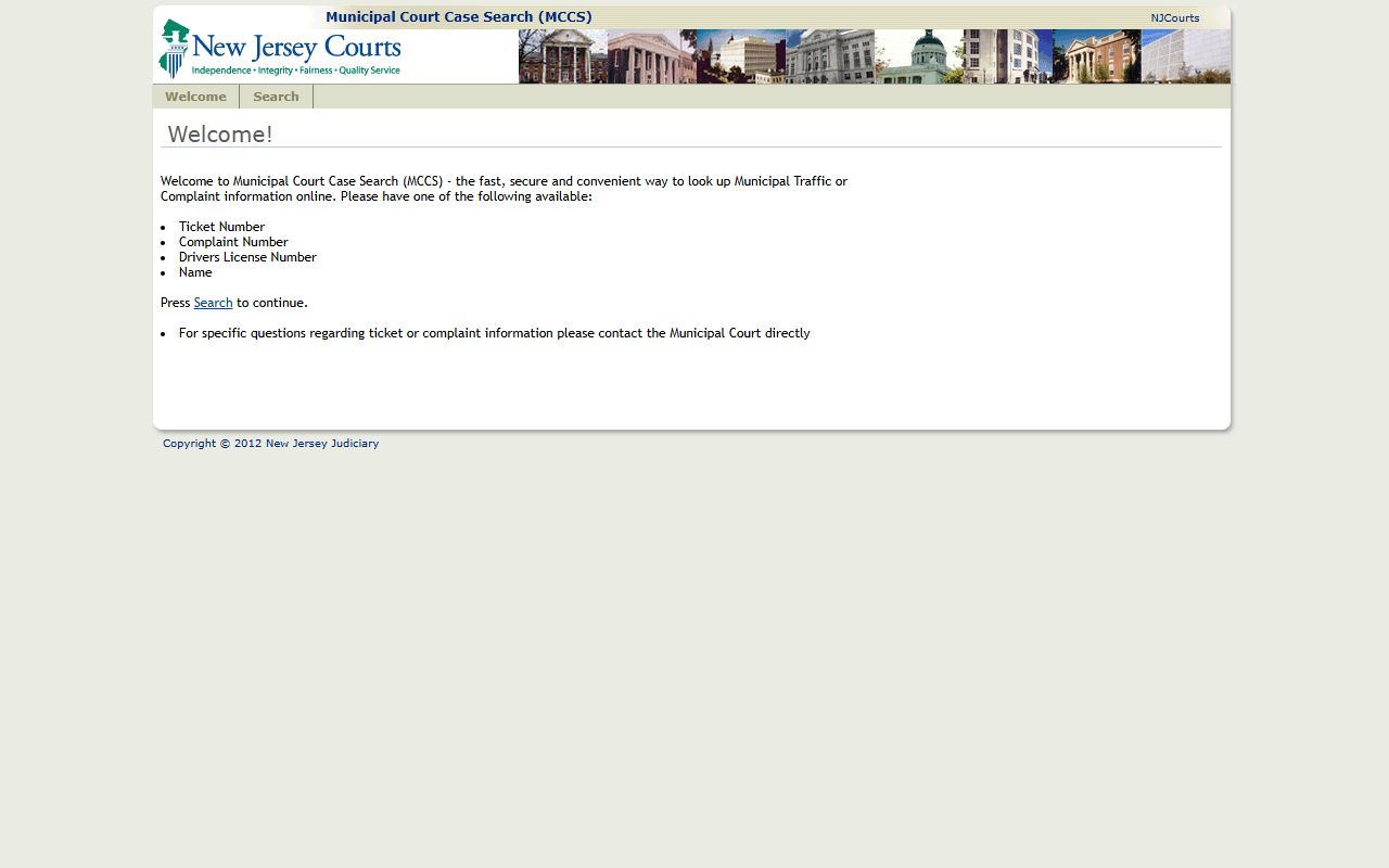 Municipal court case search for Piscataway criminal history records