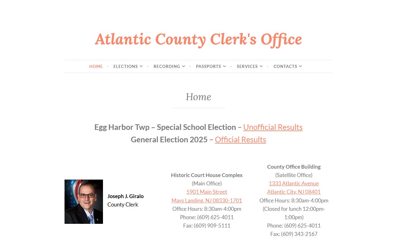 Atlantic County Clerk office for criminal history records in Mays Landing