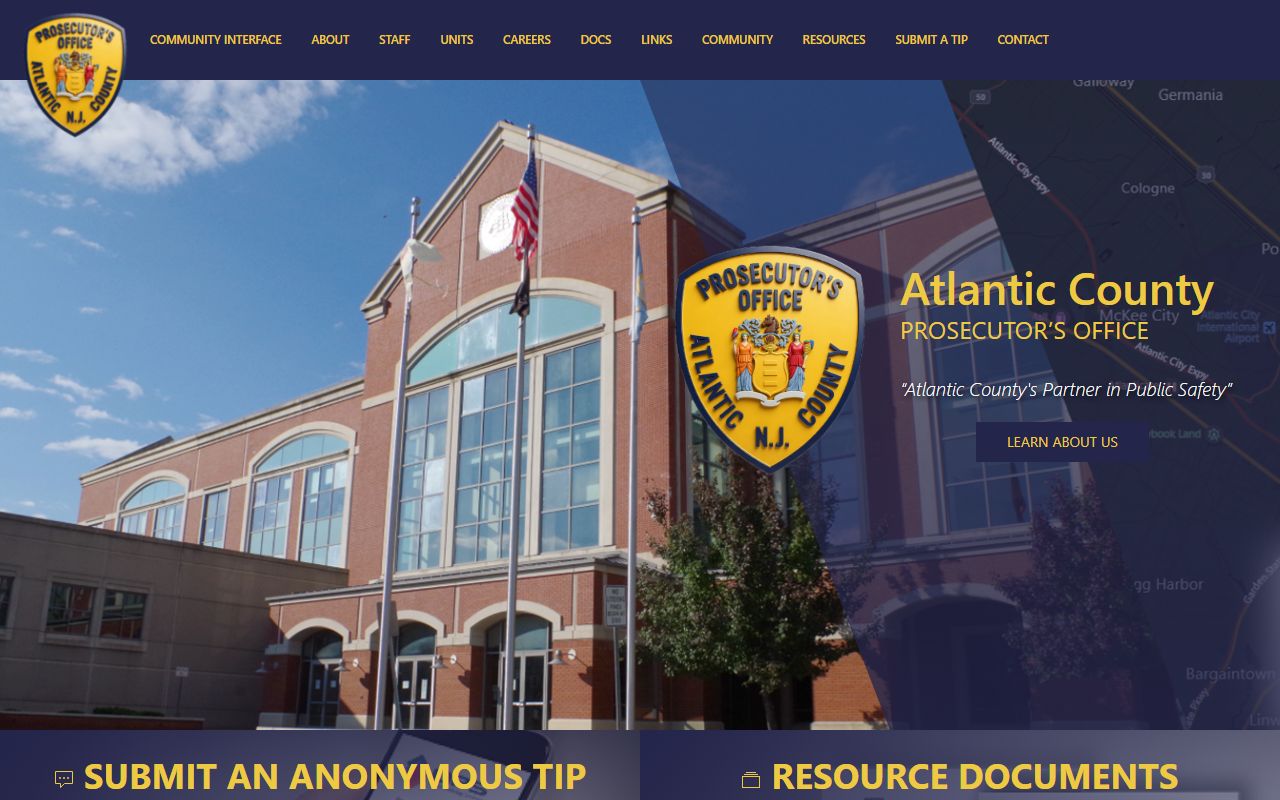 Atlantic County Prosecutor office for criminal history records