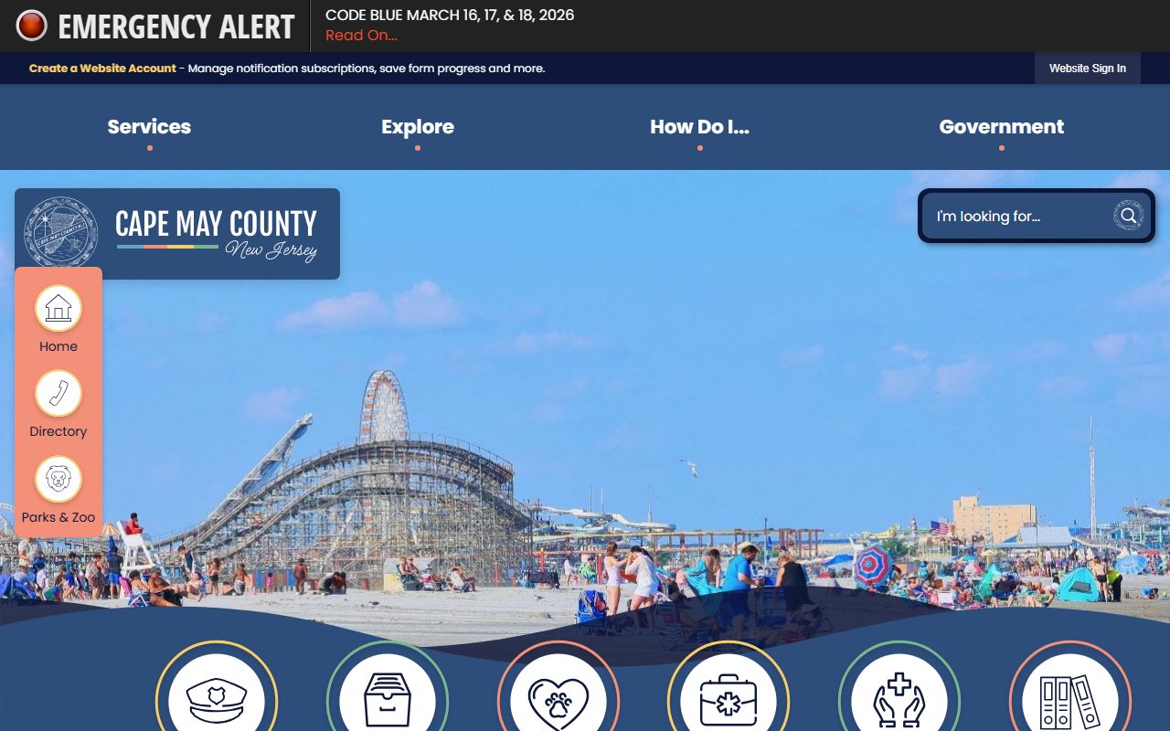 Cape May County government website for criminal history records