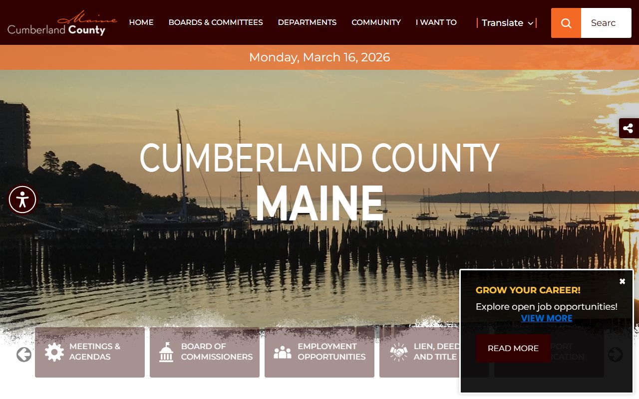 Cumberland County government website for criminal history records