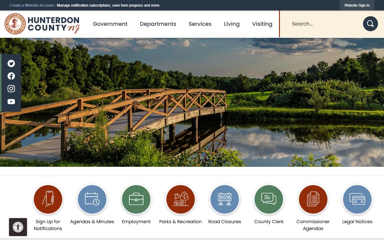Hunterdon County government website for criminal history records