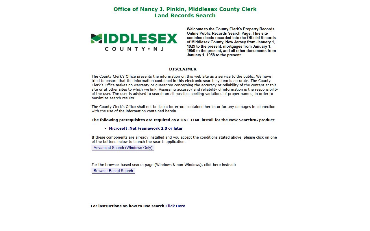 Middlesex County records search for criminal history records