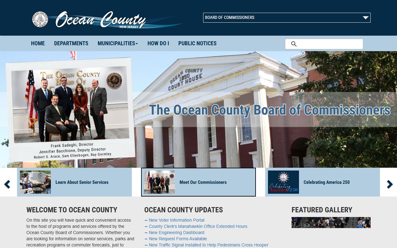 Ocean County government website for criminal history resources