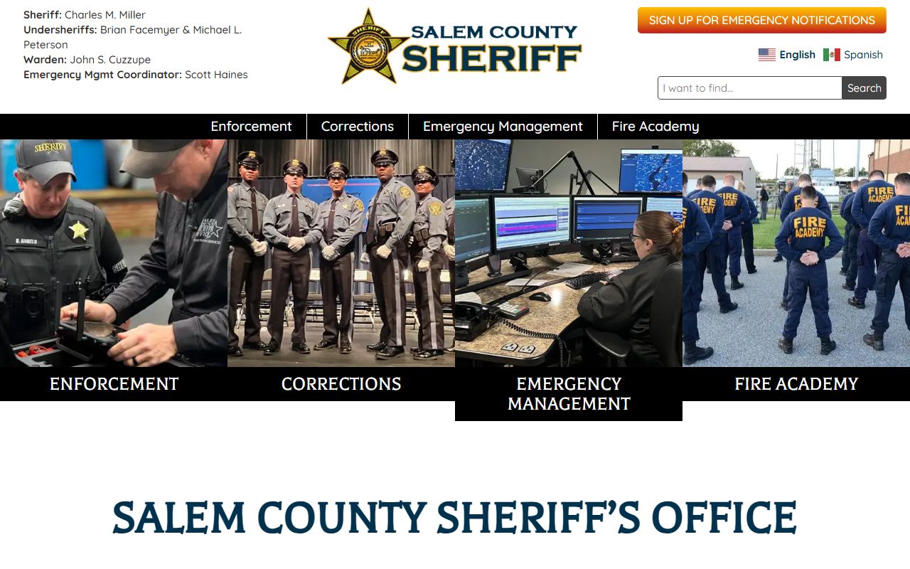 Salem County Sheriff website for criminal history information