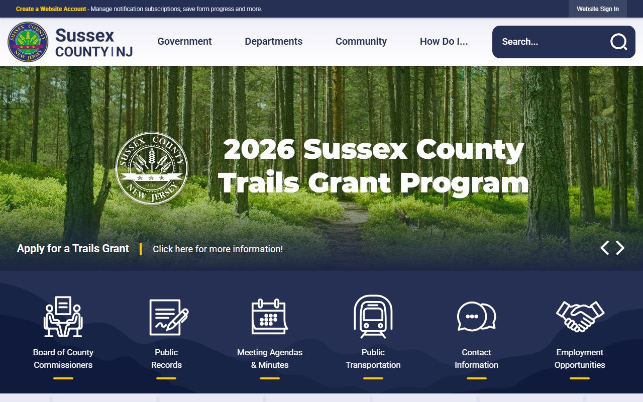 Sussex County government website for criminal history information