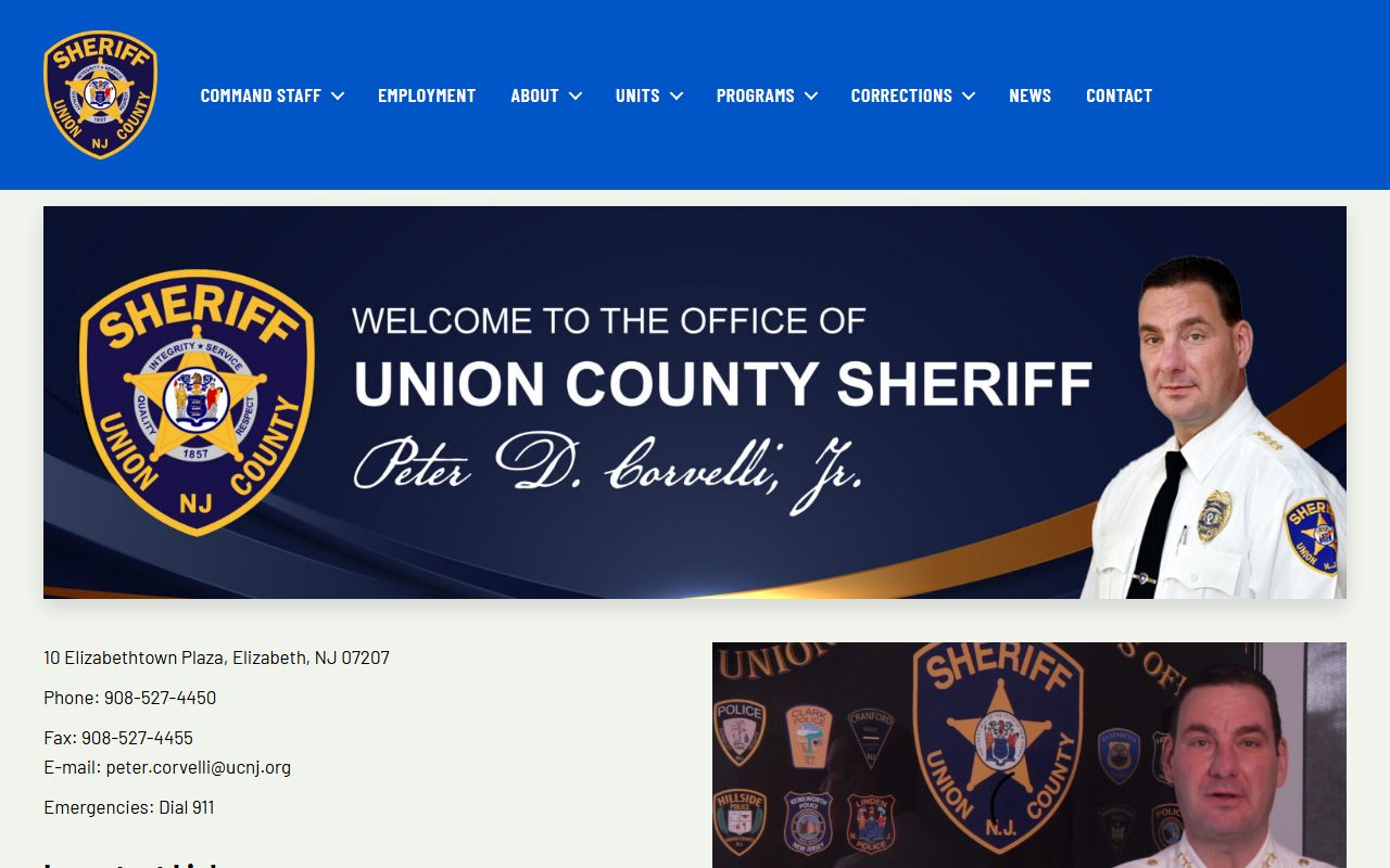 Union County Sheriff website for criminal history services