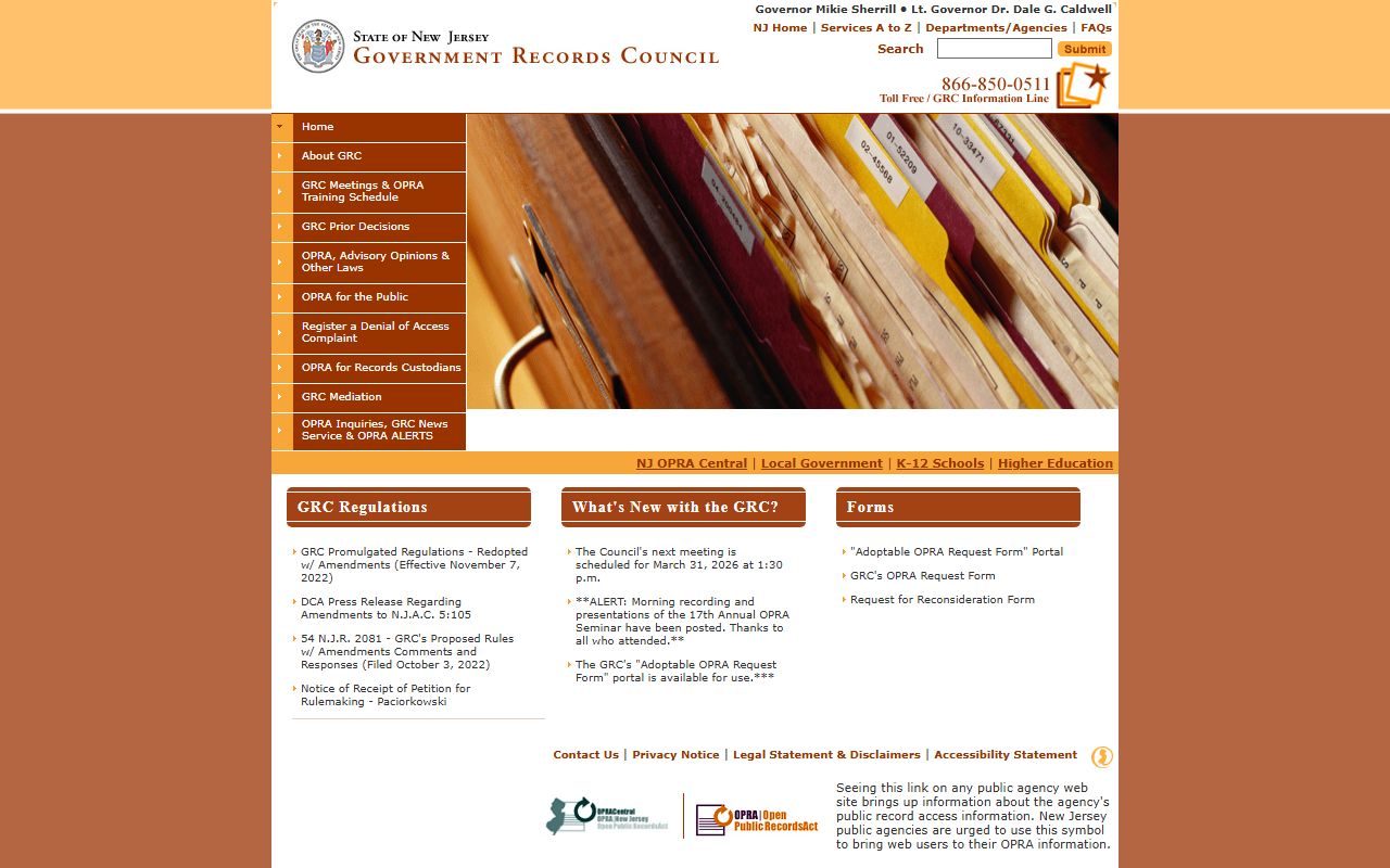 New Jersey Government Records Council page for criminal records access disputes